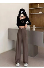 Fashion High Waist Wide Leg  Fall Baggy Black Trouser Office Ladies Full Length