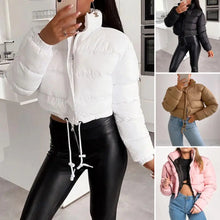 Women's Fall Winter Solid Cotton-Padded Coat Puffer Jacket Coats For Women Bubble Outerwear Cropped Loose Lightweight Clothing