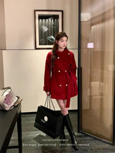 2025 Fall and Winter New Women Tops Coat Wool Blends Turn Down Collar Long Sleeve Double Breasted A Line Female Coats Clothing