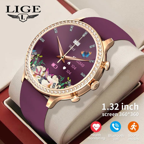 LIGE Smart Watch Women Bracelet Voice Assistant  Bluetooth Calls Waterproof