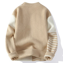 Autumn Winter Fashion Patchwork Striped Knit Pullovers Men Youthful Vitality O-Neck Loose Warm Knitted Sweater Casual Pullover