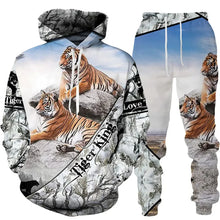 Tracksuit Men Animal 3D Tiger Printed Hoodie + Pants Suit 2 Pcs Sportwear Mens Tracksuit Set Men's Clothing designer clothes men