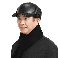Winter Men's  Hat Thicken Leather Cowhide Baseball Caps With Ears Warm Snapback Dad's Hats Sombrero De Cuero Del Hombre