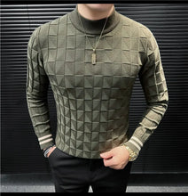 High Quality Half High Collar Knitted Sweater for Men Casual Business Pullover Sweater Slim Fit Warm Knitwear Tops Autumn Winter