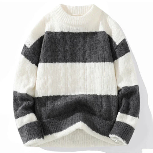 Men Outdoor Fashion Trend Multifunctional High-quality Knitted Sweater Winter Fashion Cool Casual Round Neck Distressed Sweaters