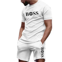 Men's two-piece sportswear, short sleeved T-shirt and pants set, running and fitness sportswear, summer