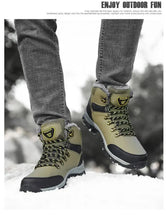 Men's Winter Boots With Fur Warm Snow Non-slip Men Work Casual Shoes Waterproof Leather Sneakers High Top Ankle Boots Plus Size