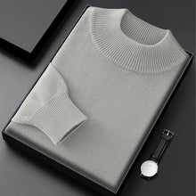 Men's Thick Sweater 100% Cotton Half high collar  Knitted Hoodie Fashion Jacquard Bottom Sweater Autumn/Winter Warm Men's Wear