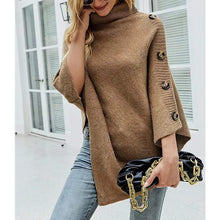 Fashion Winter Women Turtleneck Irregular Loose Pullover Shawl Cape Sweater Solid Color Autumn Knitted Long Tops Casual Clothing