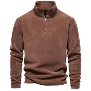 Autumn Winter New Warm Polo Shirts Men's Lamb Wool Sweatshirt Standing Neck Half Zip Long Sleeve Fashion Versatile Men Tees Tops