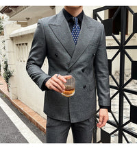 High-quality, fashionable, stylish, versatile and trendy wedding dress sets, dinner sets, men's slimming double-breasted suit se