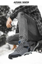 Men's Winter Boots With Fur Warm Snow Non-slip Men Work Casual Shoes Waterproof Leather Sneakers High Top Ankle Boots Plus Size