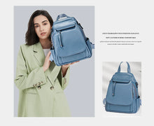 Zency Genuine Leather Women's Fashion Backpack High Quality School Travel Shoulder Bags Satchel Rucksack Multifunctional Pockets