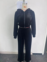 Women's Fall and Winter Hot Fashion Set Zipper Hoodie Drawstring Tracksuit Trouser Solid Color Two-piece Set