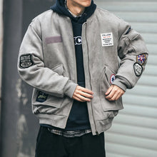 Mens American Heavyweight Padded Bomber Jacket Winter Warm Badge Patch Streetwear Fashion Trendy Coat Korean Hip Hop Parkas Male