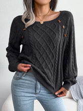 Women Casual Square Collar Buttons Long Sleeve Knitted Pullovers Sweaters