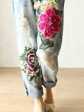 2025 Fashion Jeans For Women Summer Casual Floral Embroidery Denim Trousers Ladies Elegant New Females Loose Harem Pants