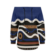 Trendy Off-Shoulder Sweatshirts with Striped & Polka Dot Patterns Drawstring Casual Loose-Fit Top for Women Casual Streetwear