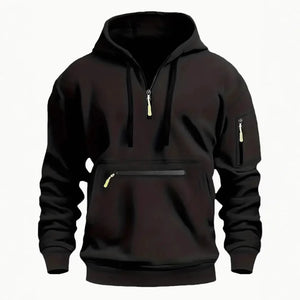Men's autumn and winter pocket zipper hoodie fashion casual everyday with outdoor sports warm drawstring long-sleeved Tops