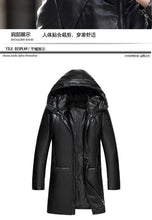 Sheepskin Down Jacket Men Mid Length Korean Slim Fitting Hooded Windbreaker Male Luxury Brand Puffer Jacket Man Winter Down Coat