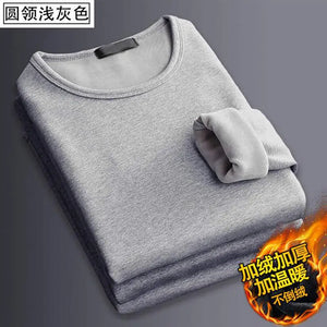 Korean Clothing Casual Men's White Thermal Fleece COTTON Fall Winter Underwear Long Sleeve Men's Oversize T-shirt Tee Shirt