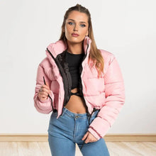 Women's Fall Winter Solid Cotton-Padded Coat Puffer Jacket Coats For Women Bubble Outerwear Cropped Loose Lightweight Clothing