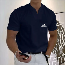 Summer Men's Short-Sleeved Cotton Casual Men's T-shirt V-neck