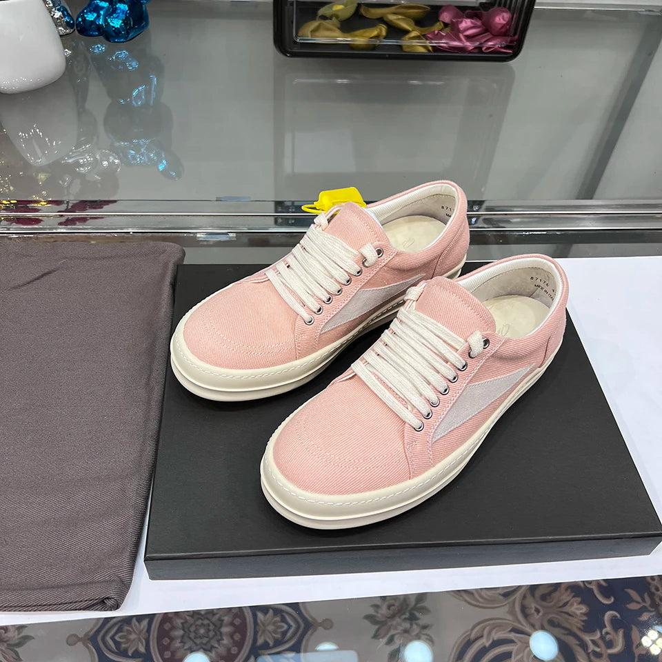 Women Low Top Casual Shoes Summer Breathable Retro Denim Lace Up Men Thick Sole Increase Height Ro Luxury Designer Flat Sneakers