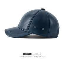 FEINION Genuine Leather Unisex Baseball Cap 100% Leather Winter Structured Flat Adjustable Back Strap Hat
