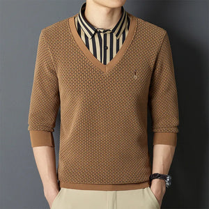 2023 New autumn&winter solid color thicked warm Men's Shirt Business Casual Fashion Men sweater size L-4XL  322