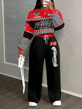 Slaydiva Casual Sports Street Style Women's Loose Fit 2 Pieces Set With Eagle, Number 23, Star And Letter Graphic,