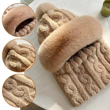 Winter Hat For Women Hooded Face Mask Fluff Keep Warm Thicken Style Neck Scarf Hooded Cap Beanie Knitted Cashmere Neck Warmer