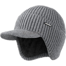 Winter Beanie with Brim and Ear Flaps, Outdoor Warm Fleece Lined Knit Hat Stocking Caps for Men Women bucket hat  winter hat