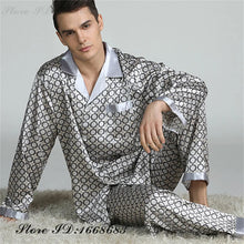 Plus Size Men's Sleepwear 2PCS Pajamas Set Spring Autumn Long Sleeve Trouser Pijamas Suit Loungewear Loose Silk Satin Home Wear