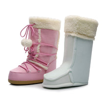 Women Snow Boots Warm Plush Comfortable Platform Shoes Lady Lace-up Mid-Calf Pink Boots Non-slip Winter Shoes Booties