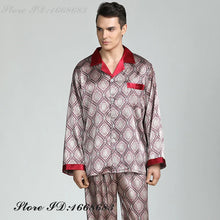Plus Size Men's Sleepwear 2PCS Pajamas Set Spring Autumn Long Sleeve Trouser Pijamas Suit Loungewear Loose Silk Satin Home Wear