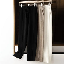 Cashmere Sweatpants Women Autumn Winter Fashion High Waisted Drawstring Warm Pants