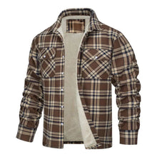 Men Fall Winter Jacket Plaid Print Lapel Soft Plush Long Sleeve Single-breasted Loose Thickened Casual Mid Length Men Coat
