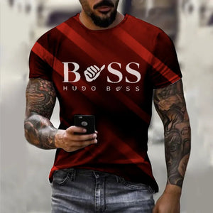 Men's round neck short sleeved T-shirt, 3D printed large casual sweater, fashionable trend, summer