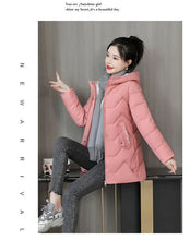 Winter Fashion Women Mid Length Down Cotton Jacket Loose Thick Warm Padded Coat Hooded Parkas