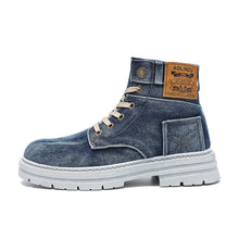 Big Size Men's Shoes 2025 New High Top Sports Shoes, Fashionable Denim Casual Board Shoes, Thick Soled Versatile Workwear Shoes