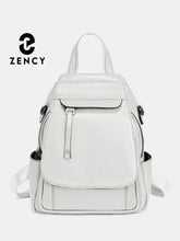 Zency Genuine Leather Women's Fashion Backpack High Quality School Travel Shoulder Bags Satchel Rucksack Multifunctional Pockets