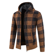 Men's New Plaid Jacket Hooded Sweater Autumn Winter Fleece Outwear Thick Warm Casual Clothing Cold Windbreaker Coat