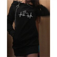New Fashion Women's Casual Dresses Long Sleeve Sweatshirt Pullover Dress Pocket Hooded Hoodie Dresses