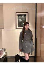 2025 Fall and Winter New Women Tops Coat Wool Blends Turn Down Collar Long Sleeve Double Breasted A Line Female Coats Clothing