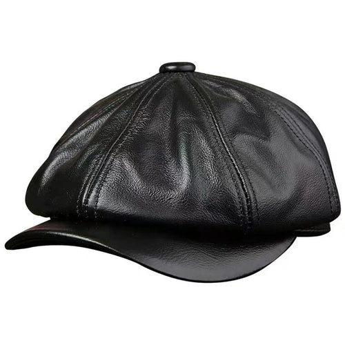 Hats Men 2025 Winter 100% Genuine Leather Warm Cap Male Beret Painter Boina Cowhide Octagonal Casquette High Quality Streetwear