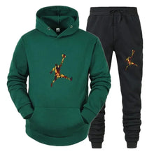 Men's fashion casual sportswear, outdoor fitness jogging set, autumn and winter pullover hoodie + warm pants two-piece