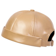 Men Solid Color PU Leather Landlord Caps Spring and Autumn Adjustable Melon Skin Hats Hip Hop Hat Painter Cap