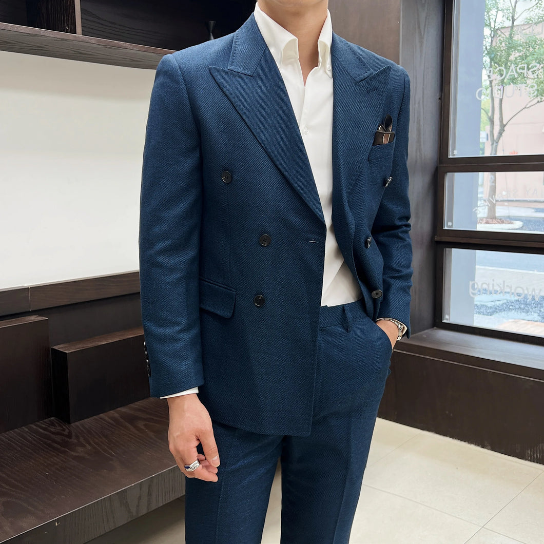 High-quality, fashionable, stylish, versatile and trendy wedding dress sets, dinner sets, men's slimming double-breasted suit se