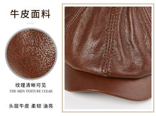 Hats Men 2025 Winter 100% Genuine Leather Warm Cap Male Beret Painter Boina Cowhide Octagonal Casquette High Quality Streetwear